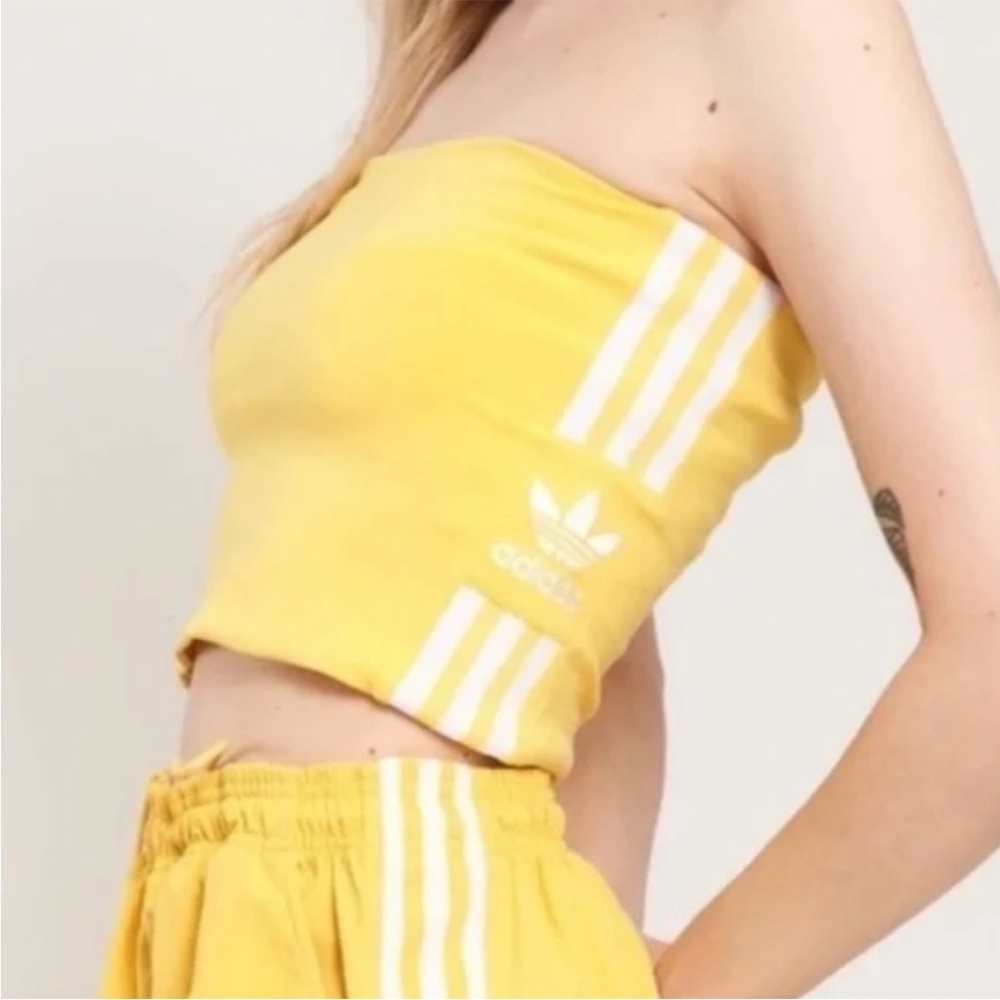 Adidas Womena Tube Top. Yellow. Size M